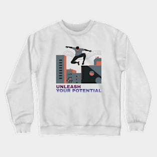 Parkour Potential Unleashed - Aesthetic Guy Doing Parkour Illustration Crewneck Sweatshirt